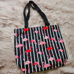Flamingos and Stripes Shopping Tote & Beach Bag, STURDY! NWT